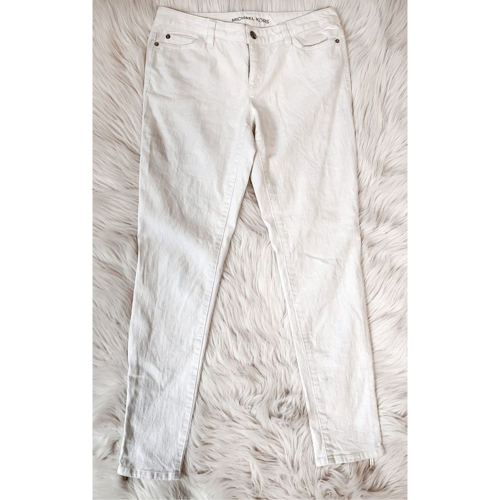 Michael Kors Skinny Zippered Ankle White Jeans Size 4